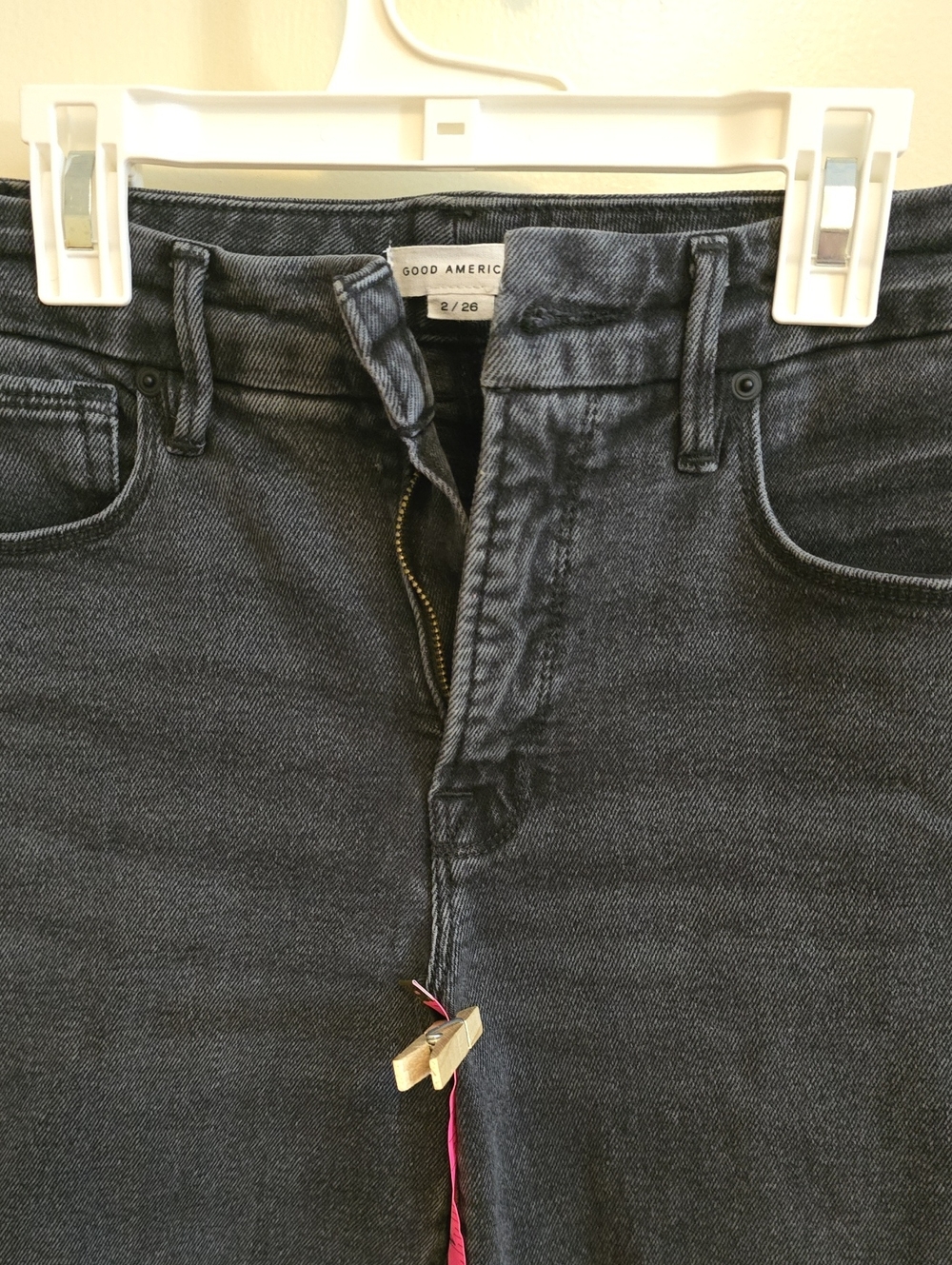 Good American High-Rise Dark Gray/Washed Black Jeans TALL Long ! 26x35"